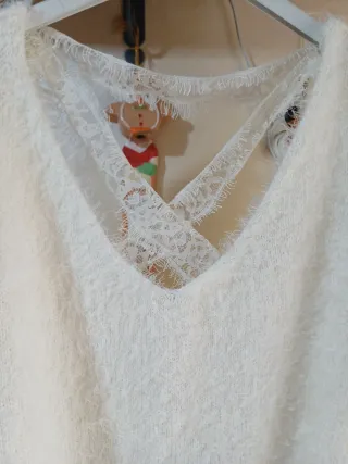 Maglioncino panna donna pizzo
