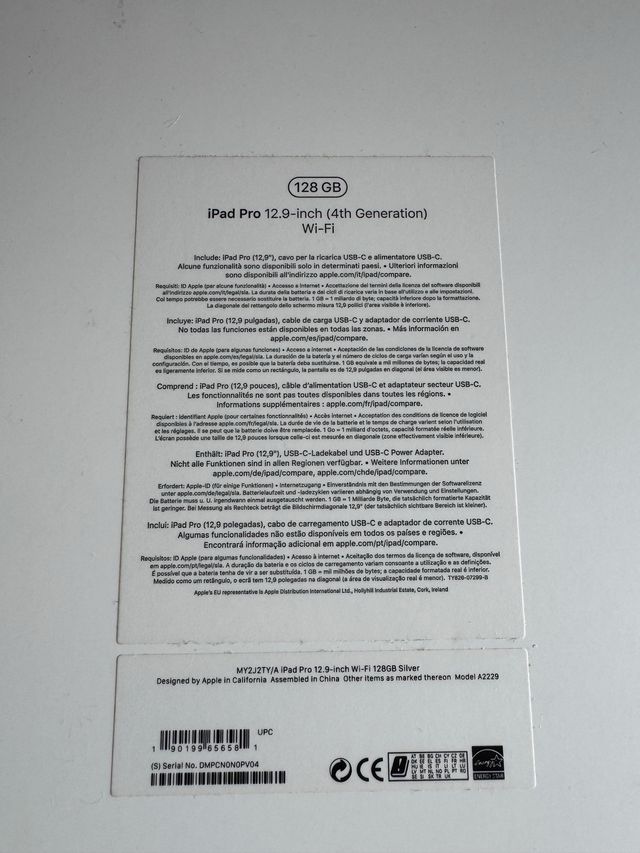 iPad Pro 13 2020 4ª Gen 128GB Plata