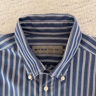 Camicia Etro Uomo S Righe Blu Bianco Cotone