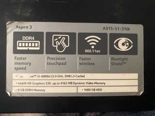Ordenador portátil Acer Aspire 3 Negro