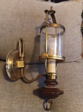 2 Apliques Náuticos Vintage Bronce y Cristal