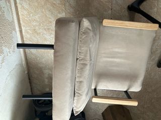 Sillón Cama Beige Tela y Madera