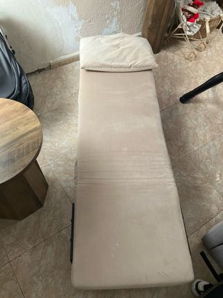 Sillón Cama Beige Tela y Madera