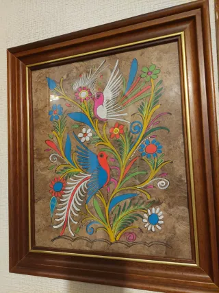 Cuadro decorativo de pájaros y flores