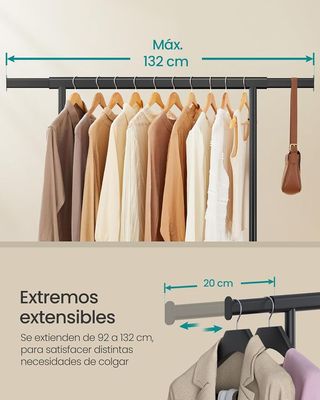 Burro Ropa, Perchero Extensible SONGMICS HSR13BK