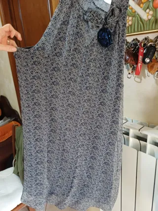 Artigli Vestito Smanicato Fantasia Blu