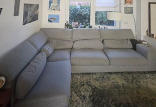 Divano angolare con penisola grigio