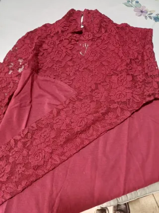 Maglia Terranova donna bordeaux pizzo