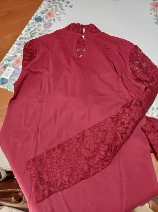 Maglia Terranova donna bordeaux pizzo