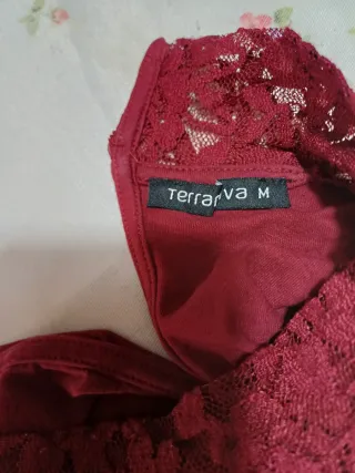 Maglia Terranova donna bordeaux pizzo