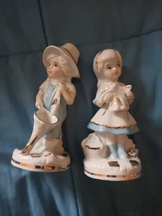 Pareja Figuras Porcelana Niños