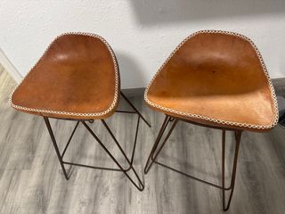 TABURETES VINTAGE DE PIEL