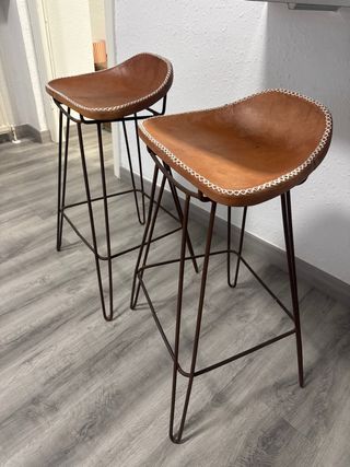 TABURETES VINTAGE DE PIEL