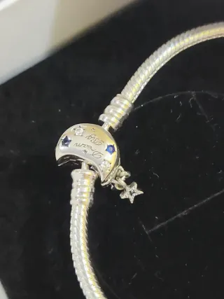 Pulsera Cadena de Serpiente  Cierre Luna Brillante