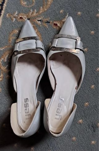 Zapatos tacón piel plateados T37