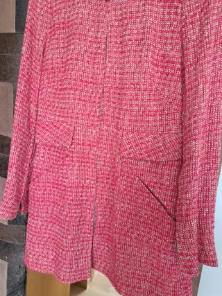 Chaqueta Zara Basic Tweed Rosa