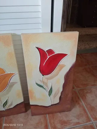 Juego de 3 cuadros decorativos de tulipanes
