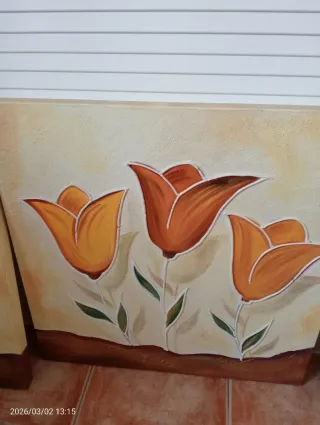 Juego de 3 cuadros decorativos de tulipanes