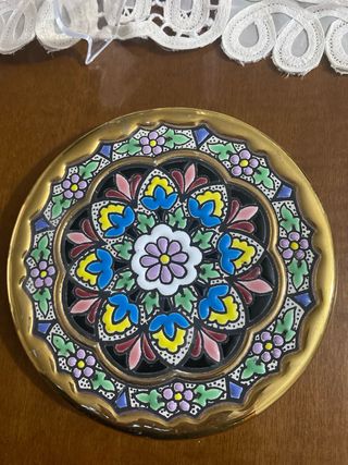 Plato Cerámica España Pintado a Mano esmalte y oro