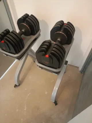 Mancuernas Ajustables con Soporte