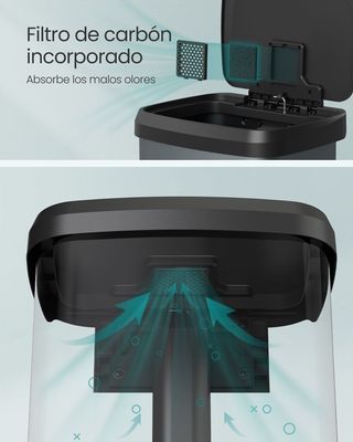 Cubo Basura Cocina SONGMICS 51L Gris Carbón