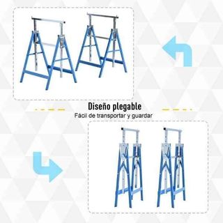 Set de 2 caballetes metálicos plegables ajustable
