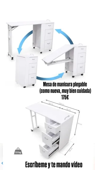 Mesa Manicura Plegable Blanca