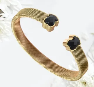 Pulsera Tous ajustable oso negro plata