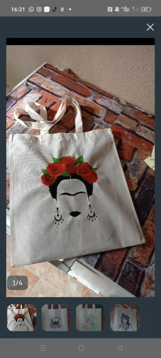 Bolso de tela con diseño Frida Kahlo