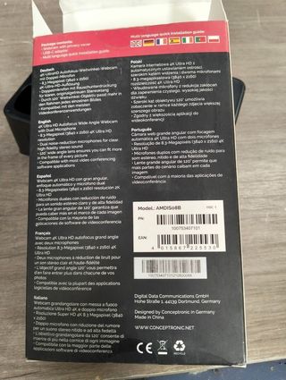 Webcam Conceptronic Amdis 4K Ultra HD grandangolare