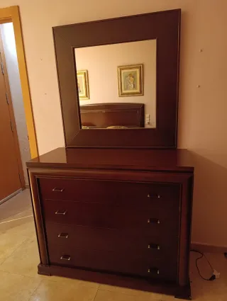 Mueble tocador con espejo de madera maciza