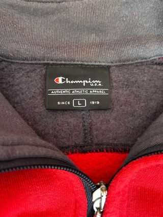 Sudadera Champion Vintage Roja y Gris Talla L