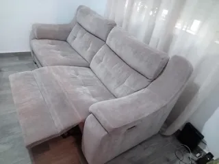 Sofá 3 plazas abatible beige