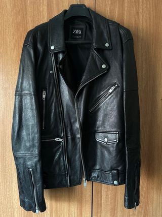 Chaqueta de cuero Zara Negra