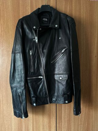 Chaqueta de cuero Zara Negra