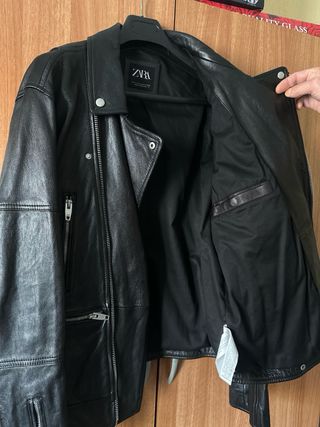 Chaqueta de cuero Zara Negra