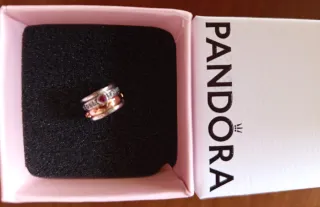 Charm Pandora Clip Pavé Signature Oro Rosa Argento