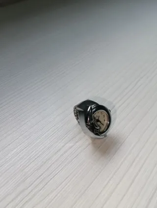 Anillo Reloj Ajustable Flor Morada y luna