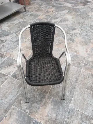 Silla de exterior metal y mimbre 11 ud