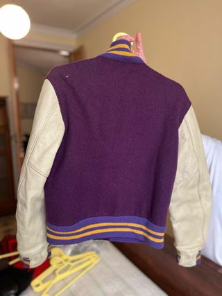 Chaqueta Bomber Mujer Morado y Beige