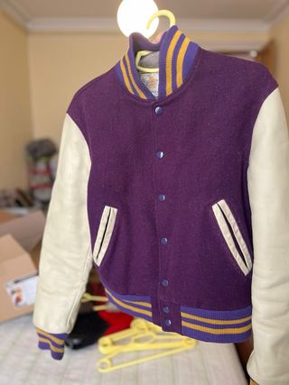 Chaqueta Bomber Mujer Morado y Beige