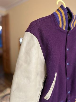 Chaqueta Bomber Mujer Morado y Beige