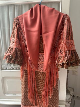 Traje de Flamenca Marrón y Rosa