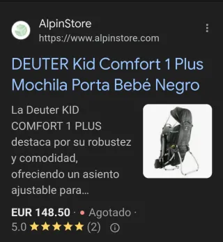 Mochila Portabebés Deuter Kid Comfort 1 Plus
