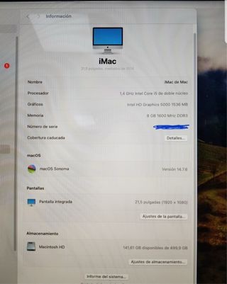 APPLE IMAC 21,5" - A1418 - MACOS SONOMA