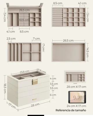Caja Joyero SONGMICS 4 Bandejas Apilables