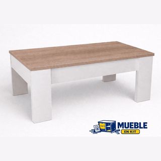 Mesa de centro madera y blanco