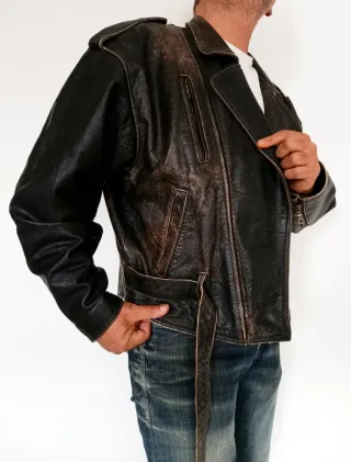 Motera cuero auténtico sin cremallera XXL Medidas