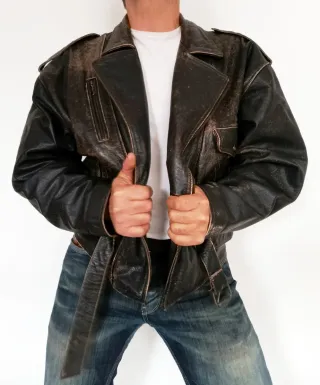 Motera cuero auténtico sin cremallera XXL Medidas