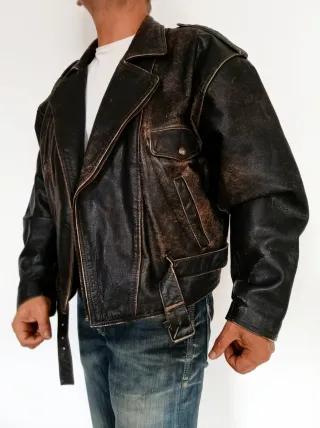 Motera cuero auténtico sin cremallera XXL Medidas